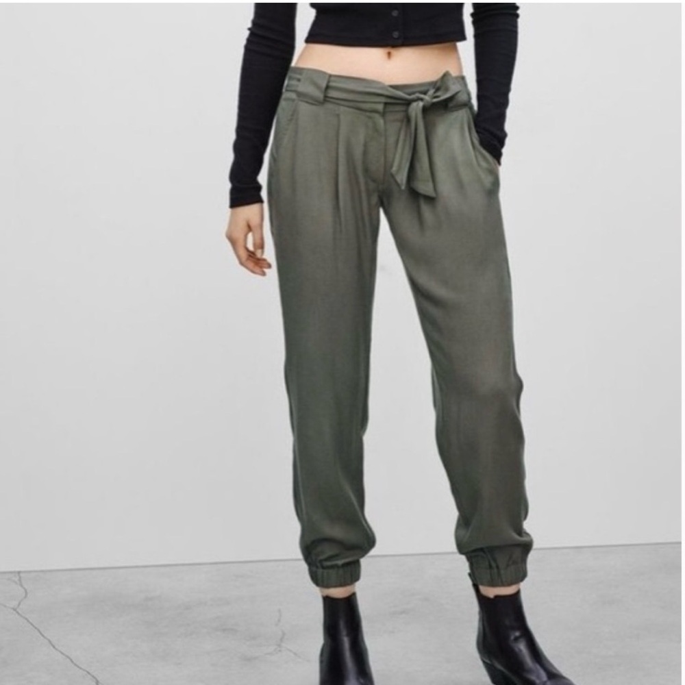 Talula Olive Green Tie-Waist Pants